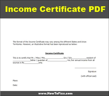 Download Income Certificate Application Form PDF