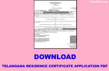 Download Telangana Residence Certificate Application form PDF